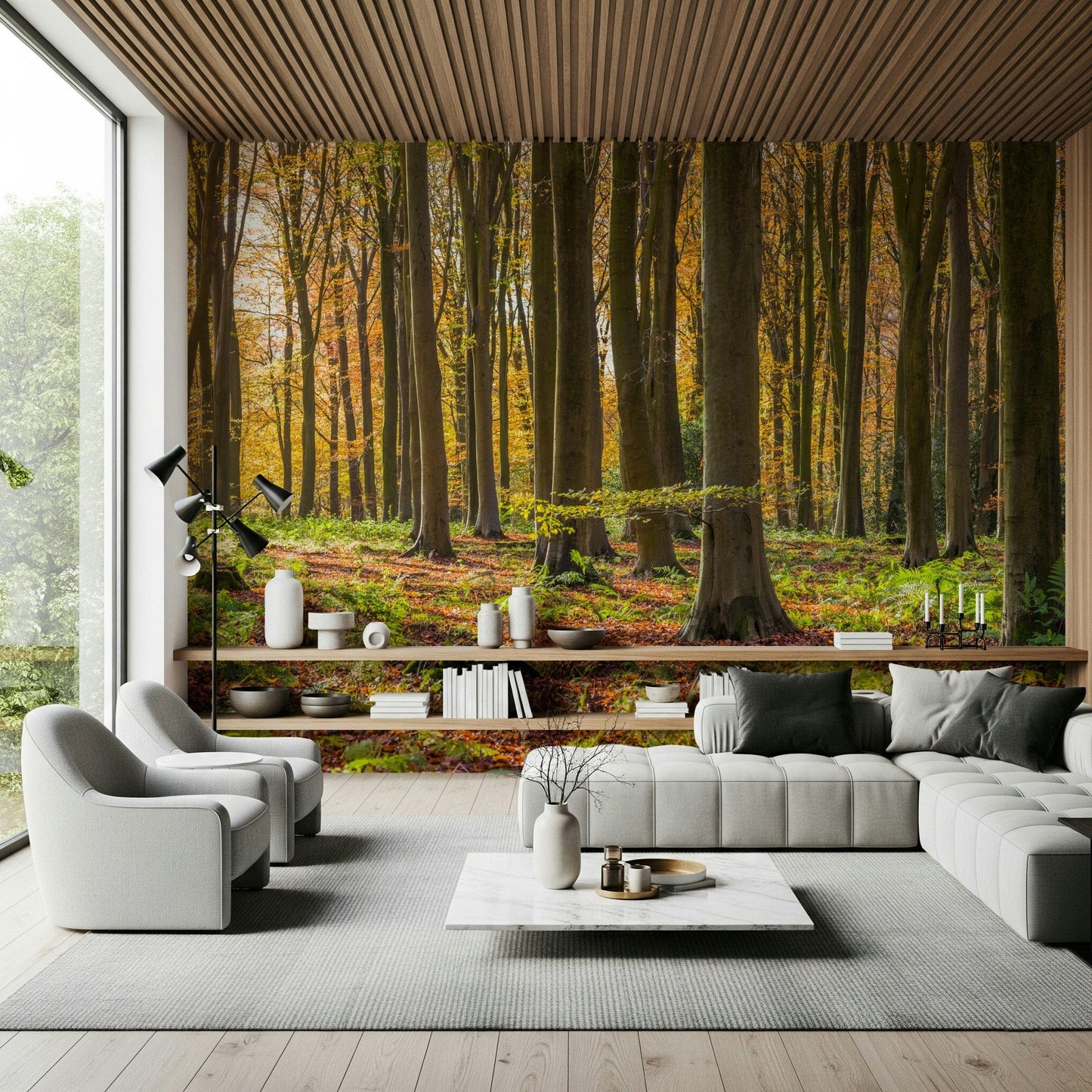 Autumn colors Gilded Woods Wallpaper Wall Mural wall decor.