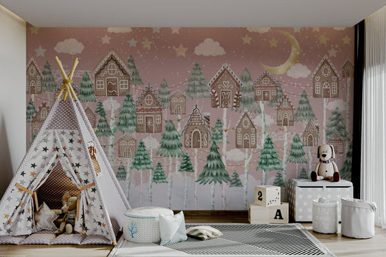 The houses are shaped like gingerbread cookies with white icing details. GD4084

