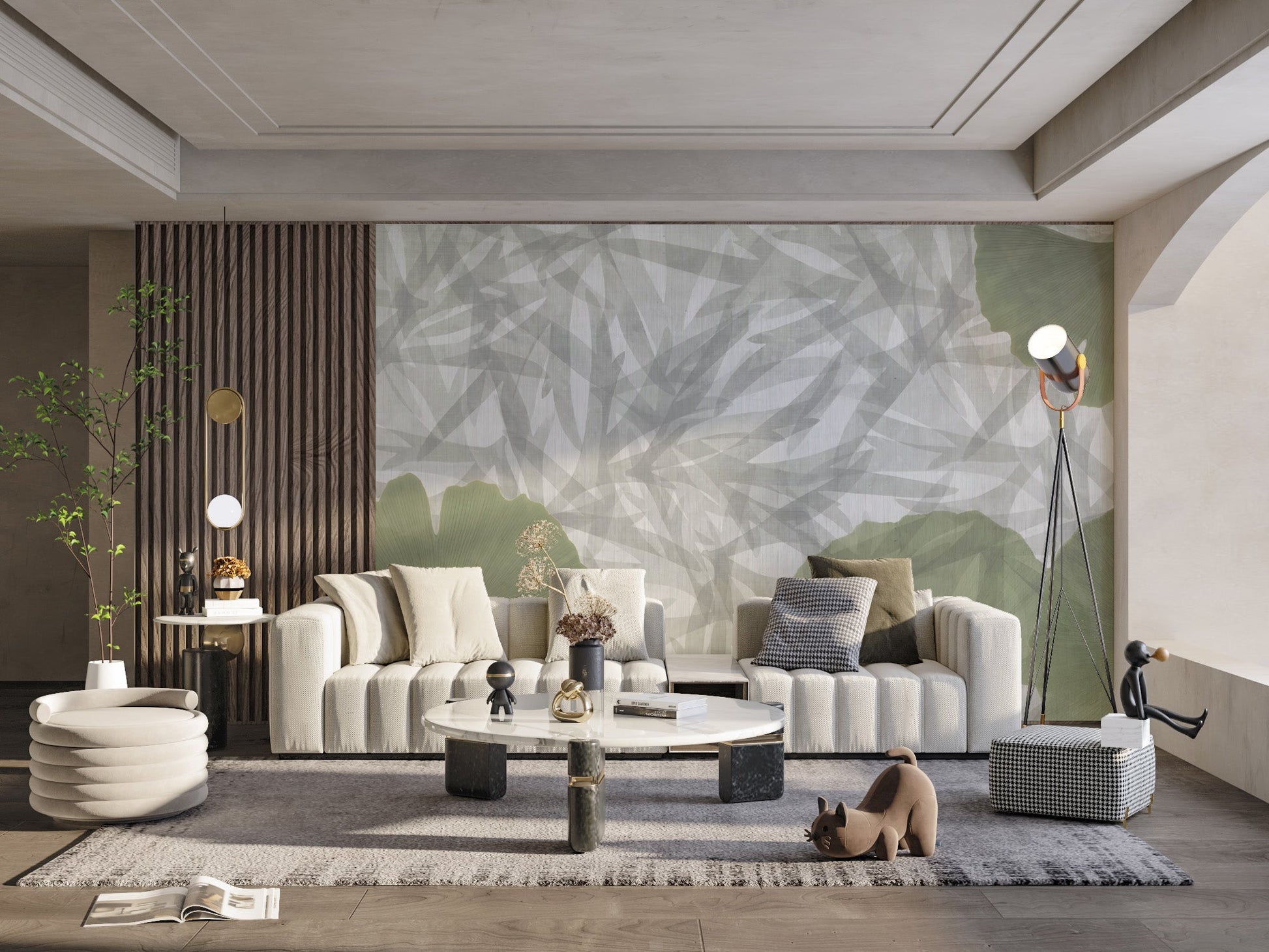 Modern ginkgo leaf pattern wallpaper
