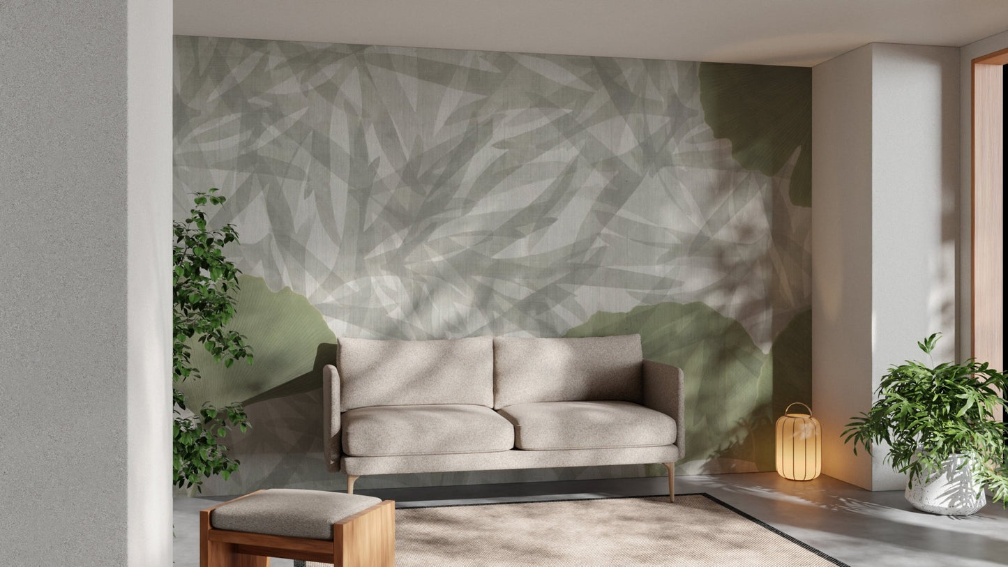 Organic ginkgo leaves wall covering
