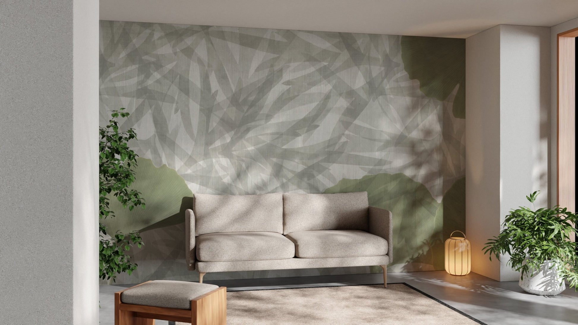 Organic ginkgo leaves wall covering
