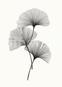 Ginkgo Line wall mural with delicate stems in a creative studio.