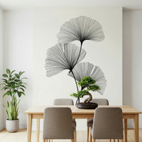 Minimalist leaf wallpaper for a serene master bedroom wall.