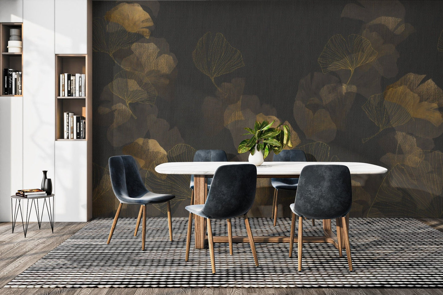 Sophisticated Ginkgo Leaf Mural Wallpaper
