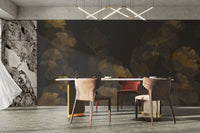 Black and Gold Botanical Wall Covering
