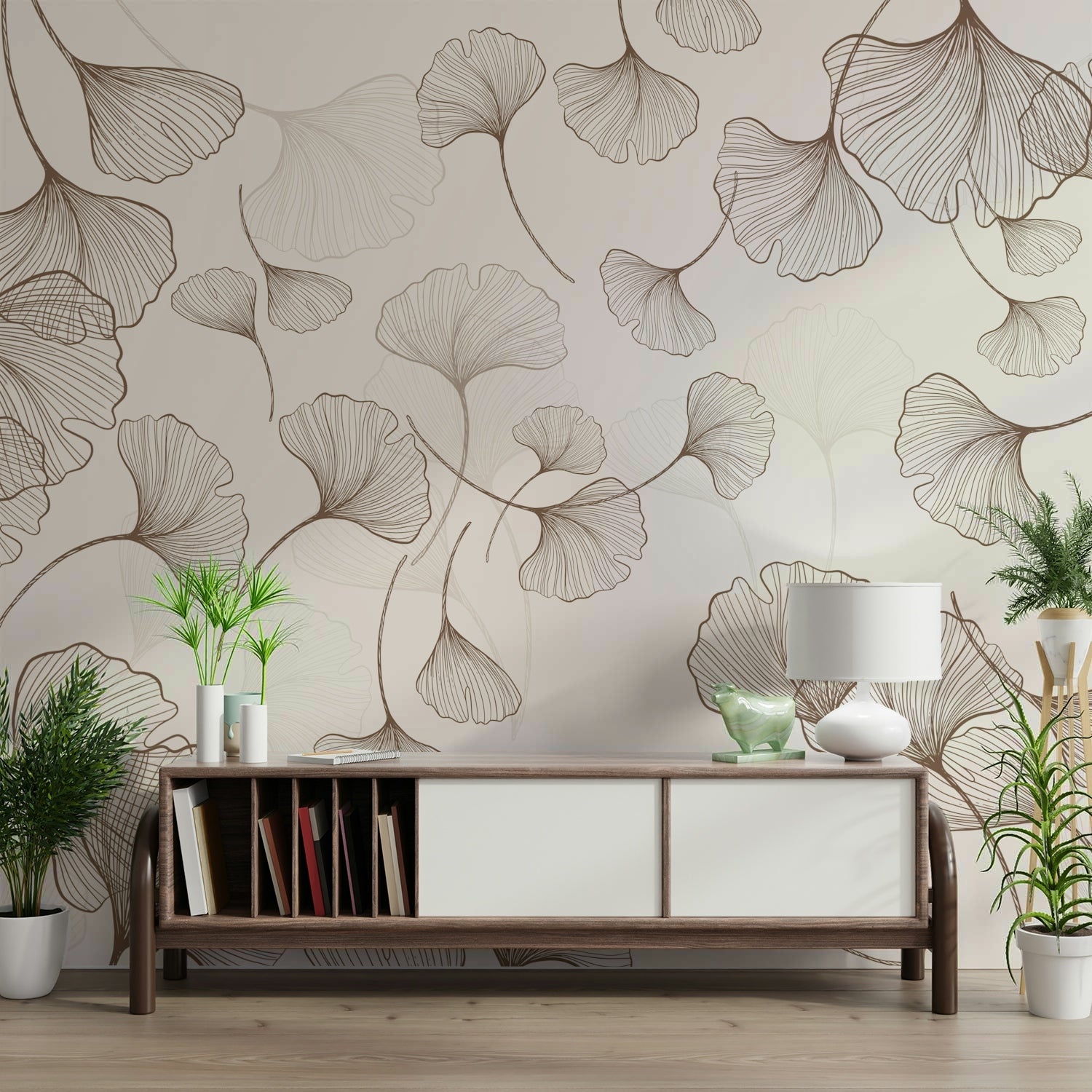 The leaves are arranged in a random, gentle pattern.

