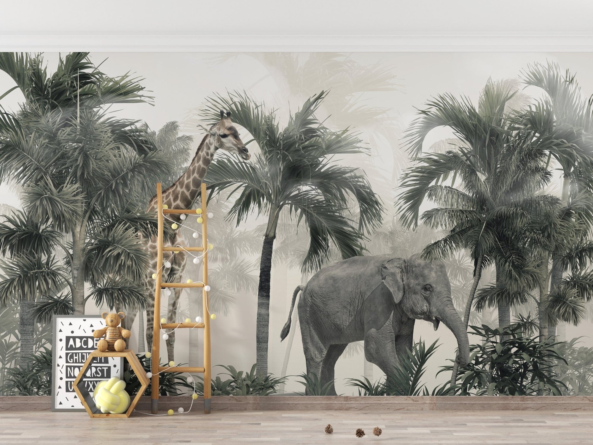 Safari vibes with giraffes and elephants A903