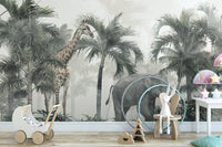 Giraffe & Elephant Wallpaper Murals - Giffywalls