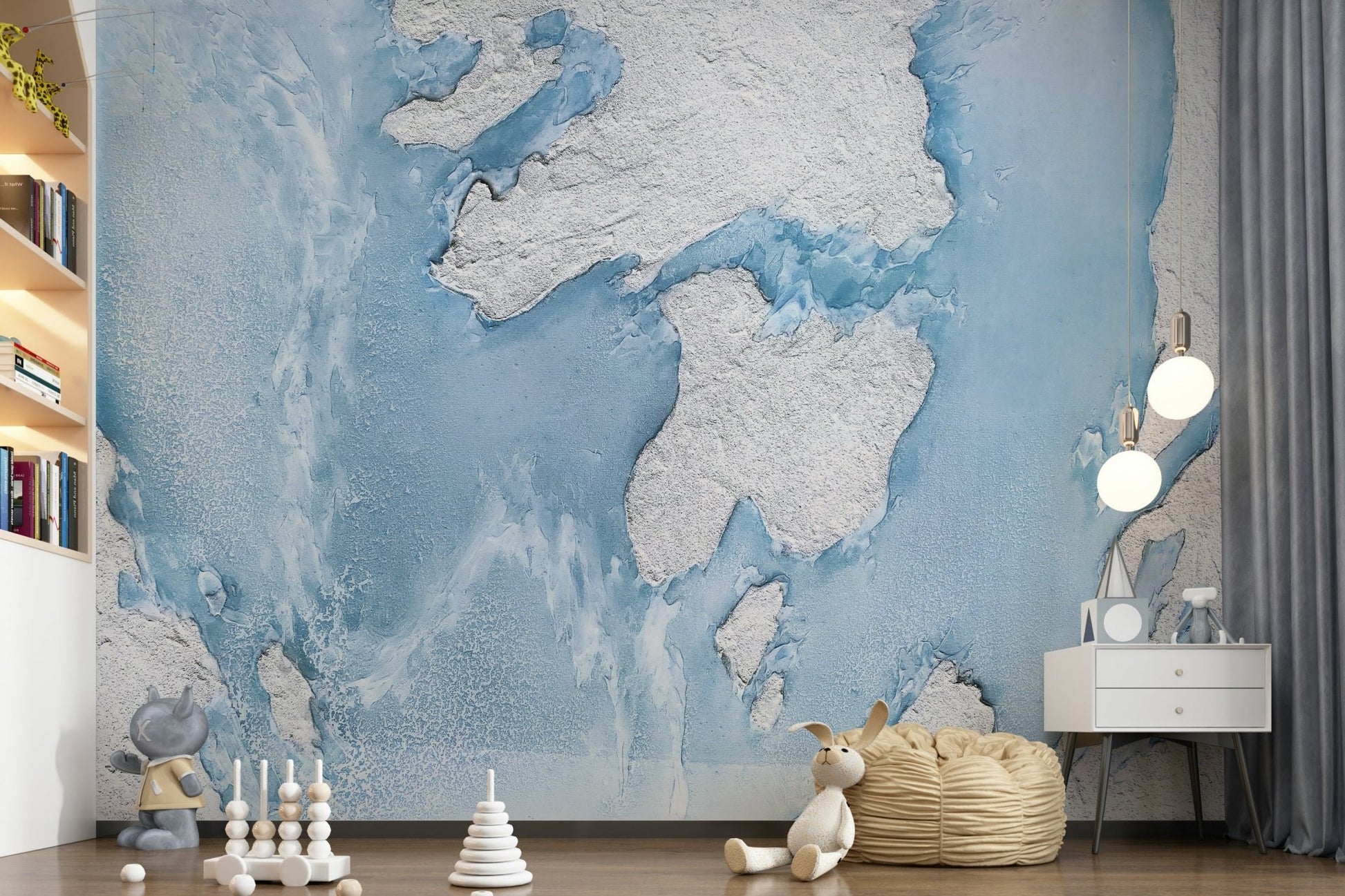 Minimalist interior showcasing the Glacial Dreamscape wallpaper for walls.