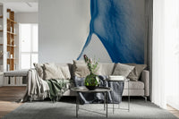 A serene flowing design wall mural in cool, glacial tones.