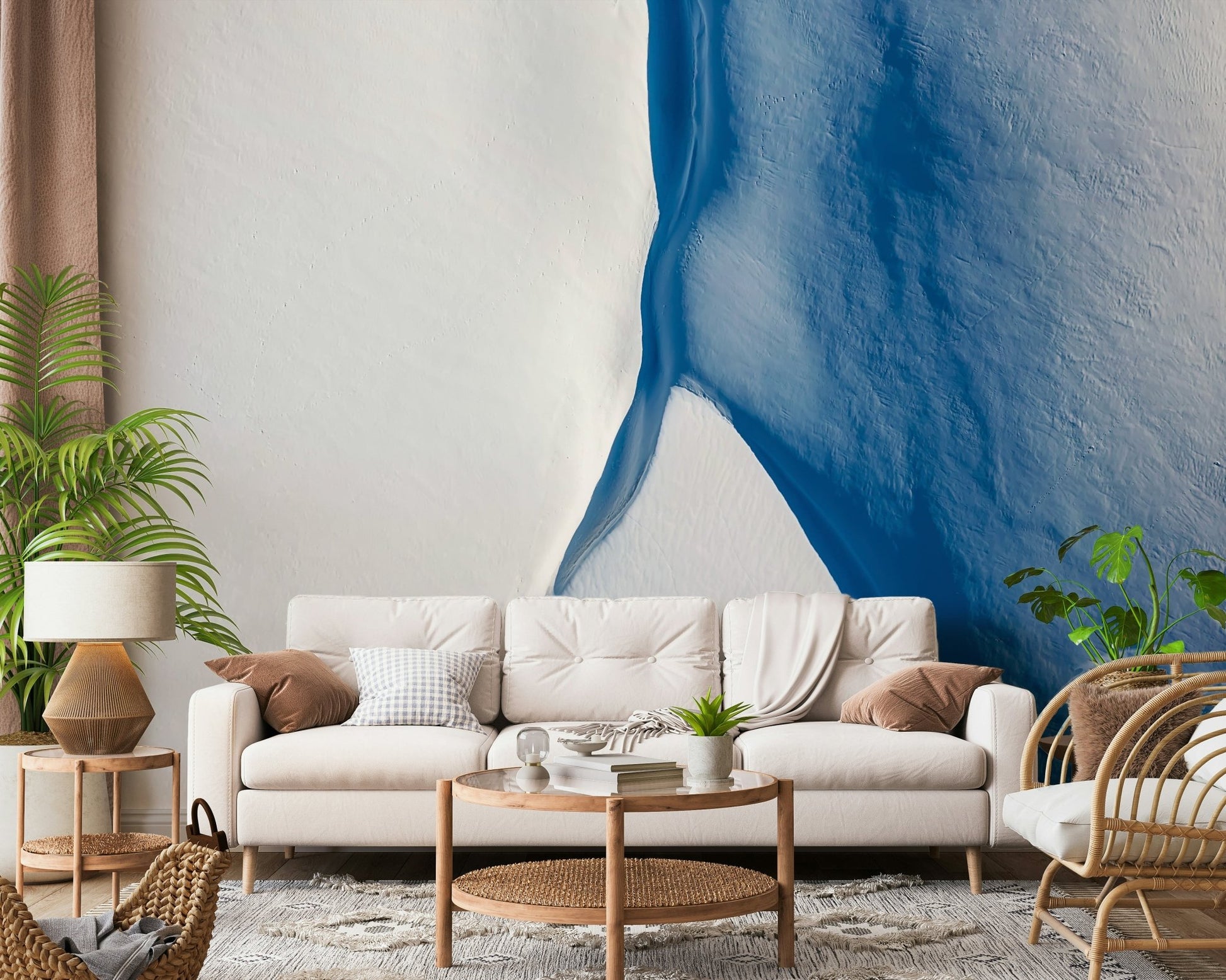 A beautiful abstract texture wallpaper mural with icy, fractured edges.