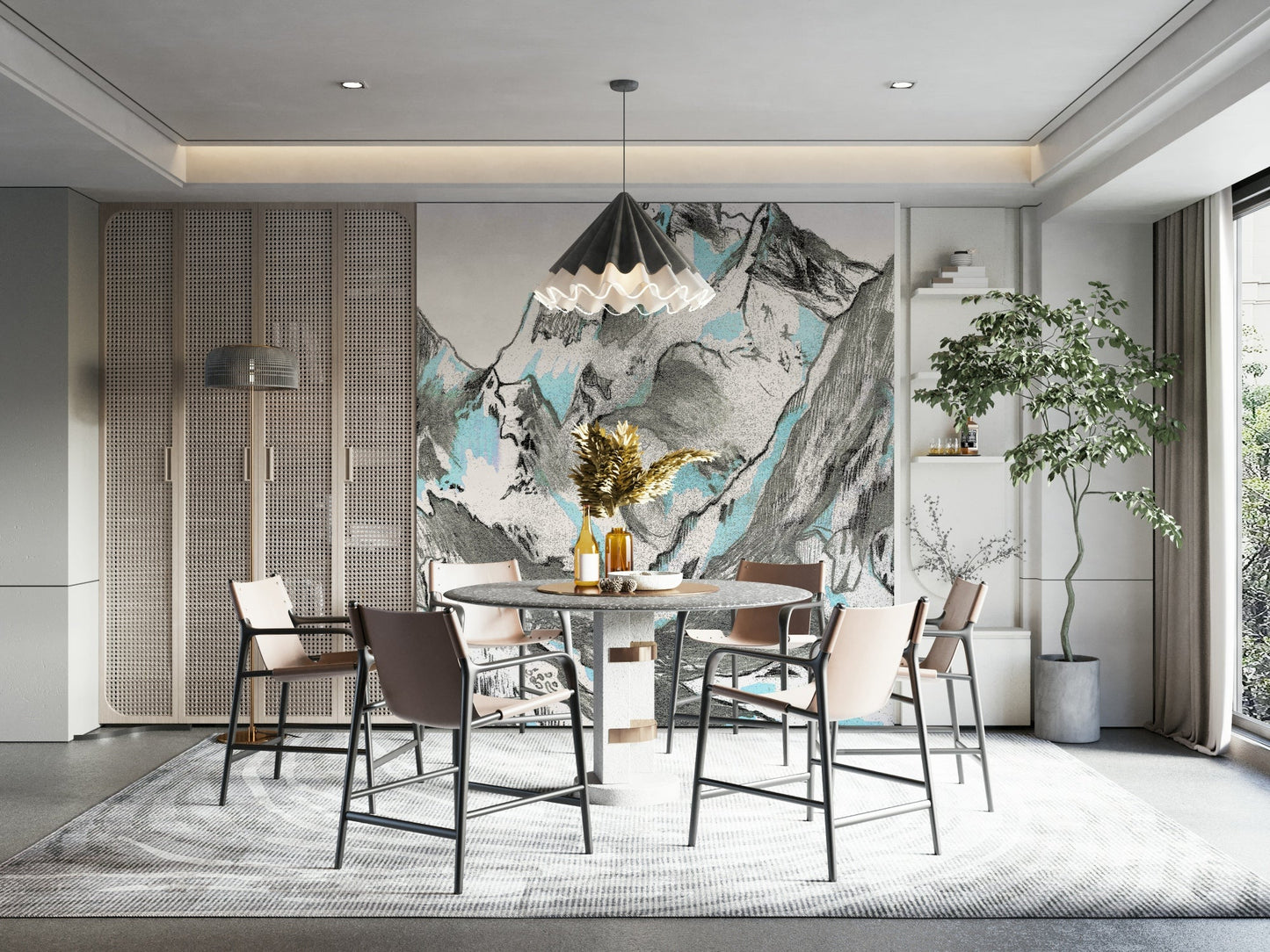 Wallpaper for walls with soft blue gradients
