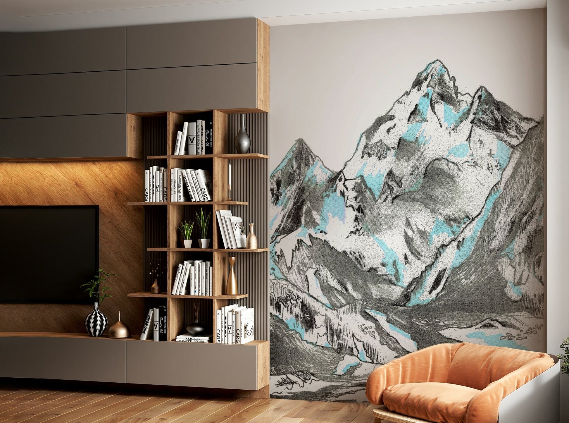 Wall mural with calm snowy landscape
