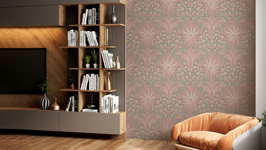 Dusky pink and cream floral pattern.

