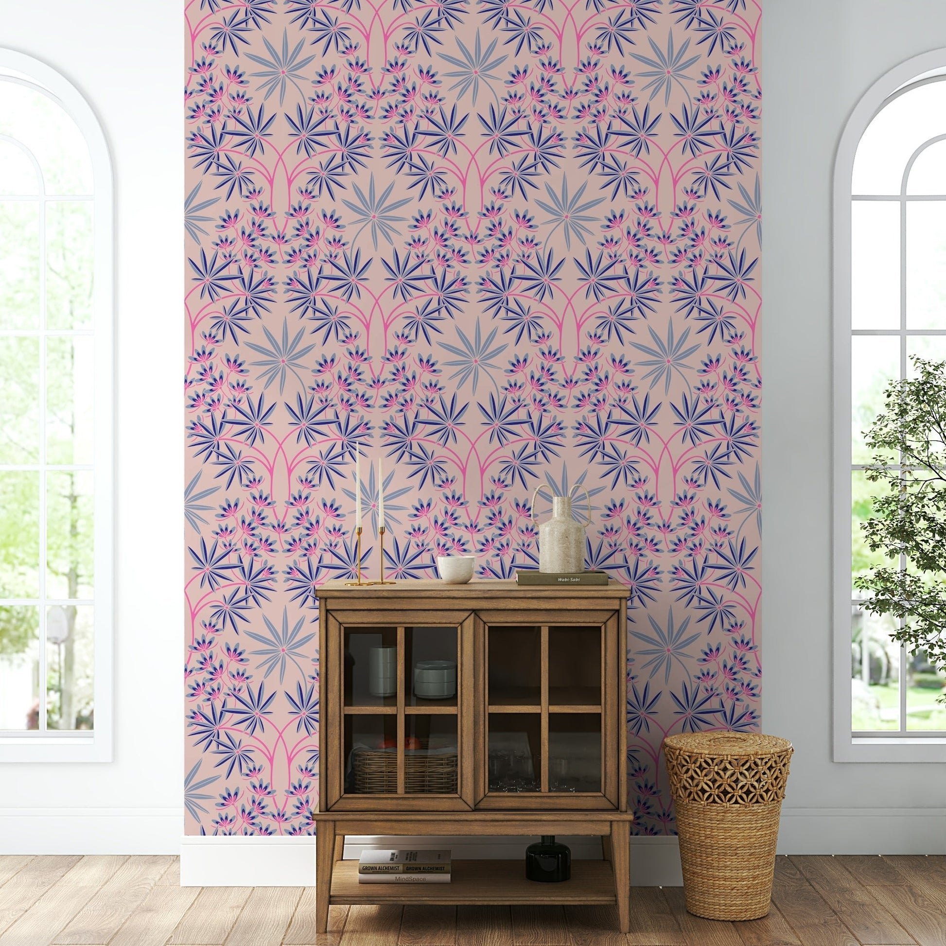 Elegant damask wall covering.

