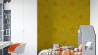 Maximalist green colored wallpaper.

