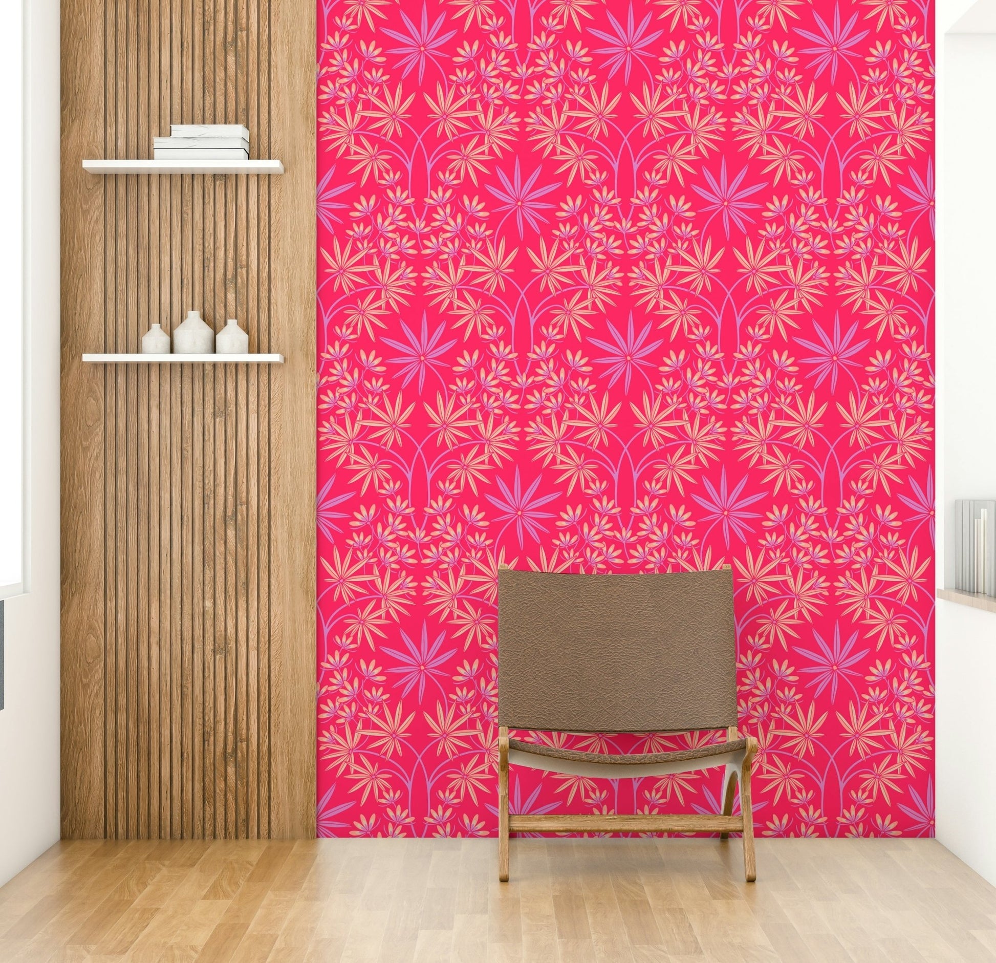Floral damask wallpaper design.


