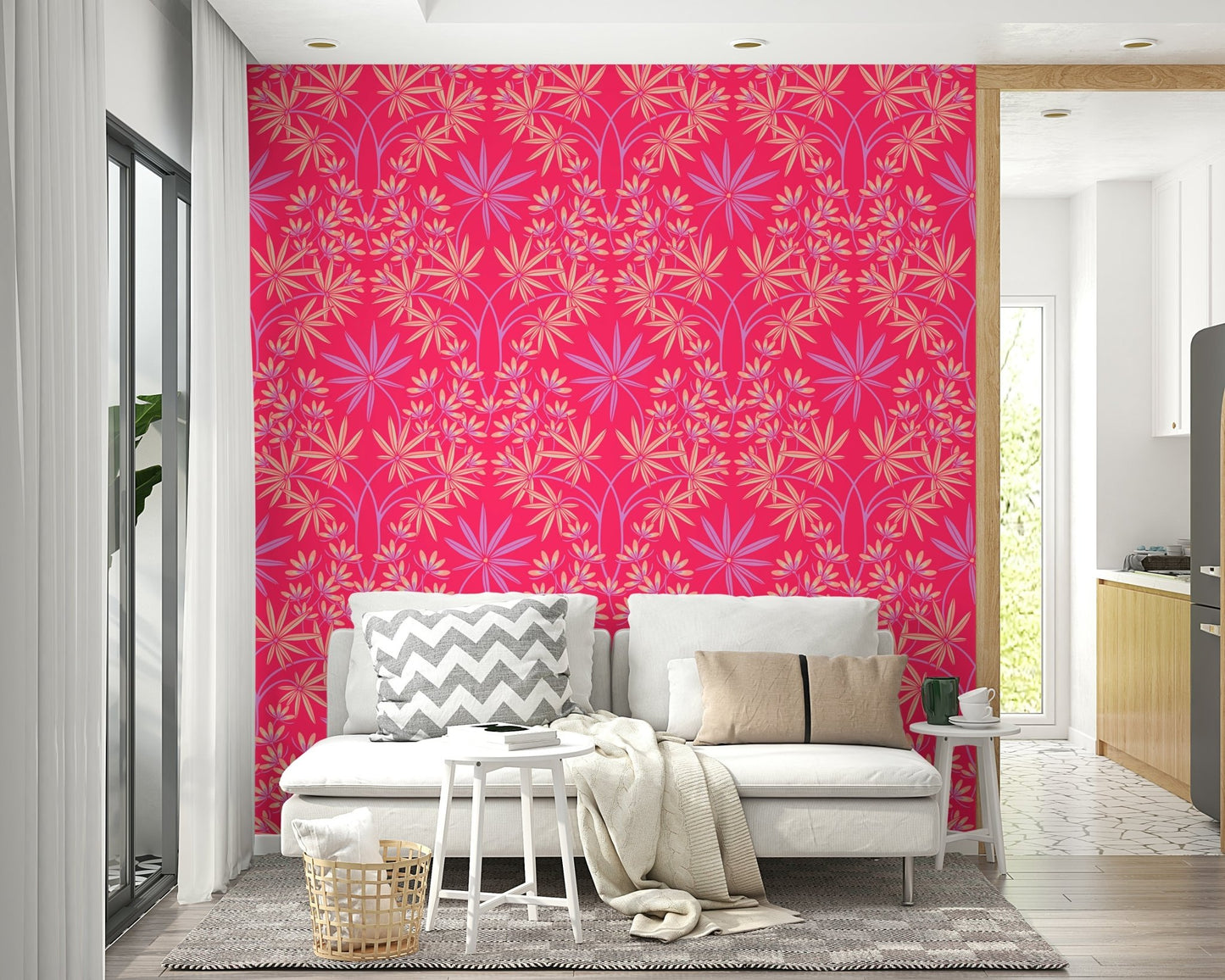 Classic floral motif wallpaper.

