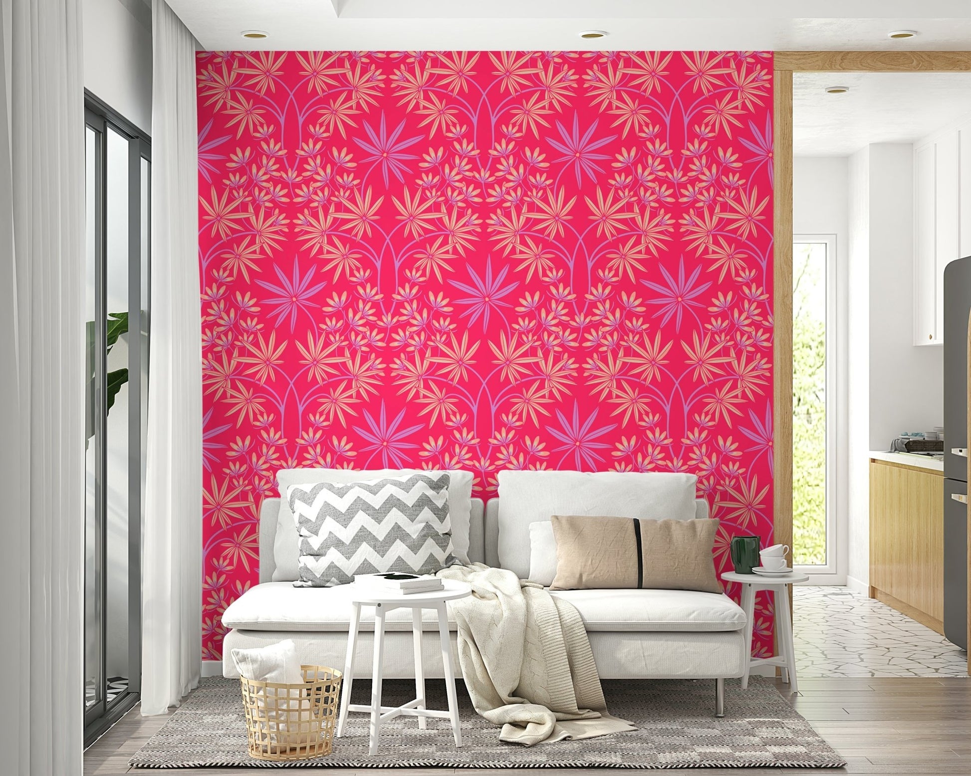 Classic floral motif wallpaper.

