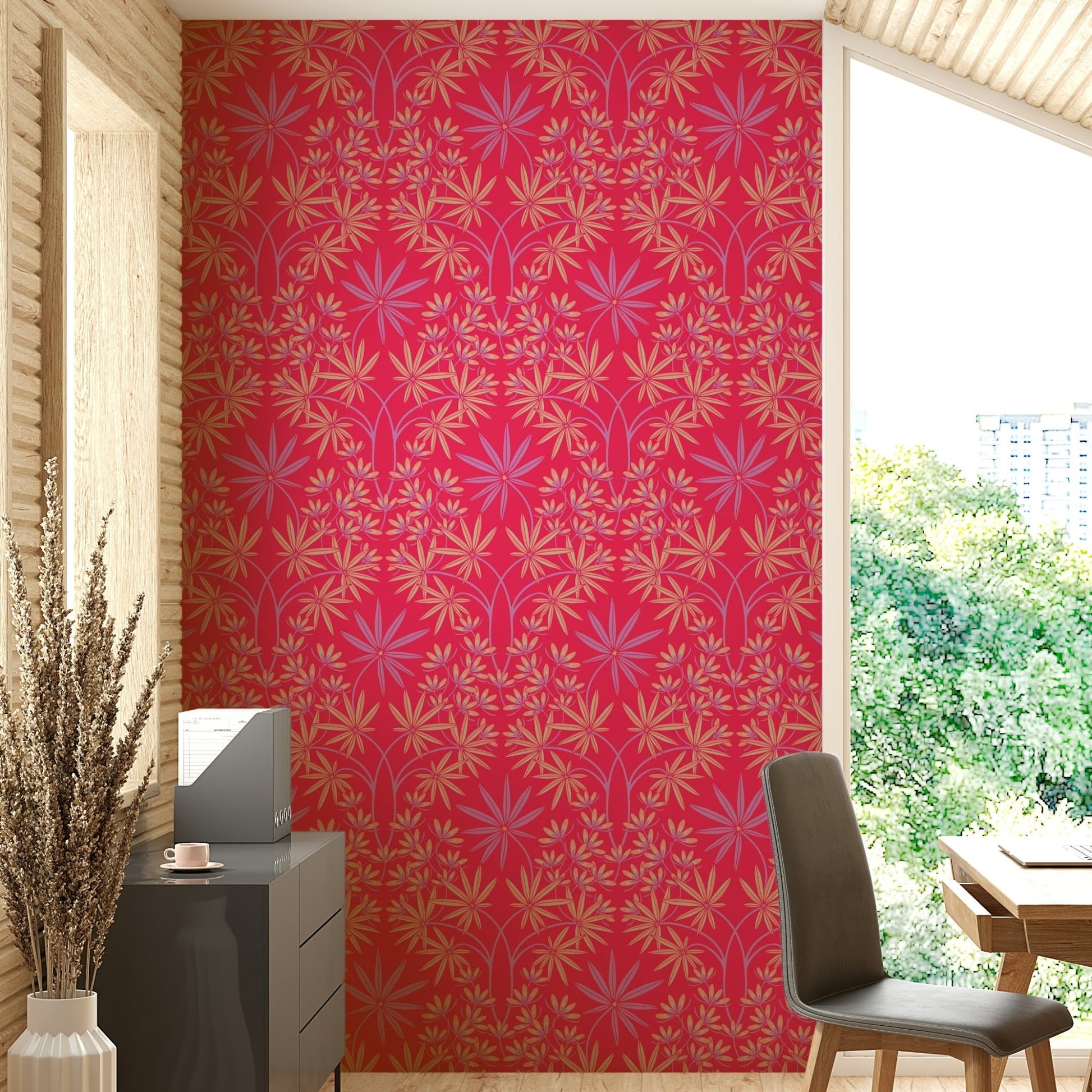 Elegant damask wall covering.

