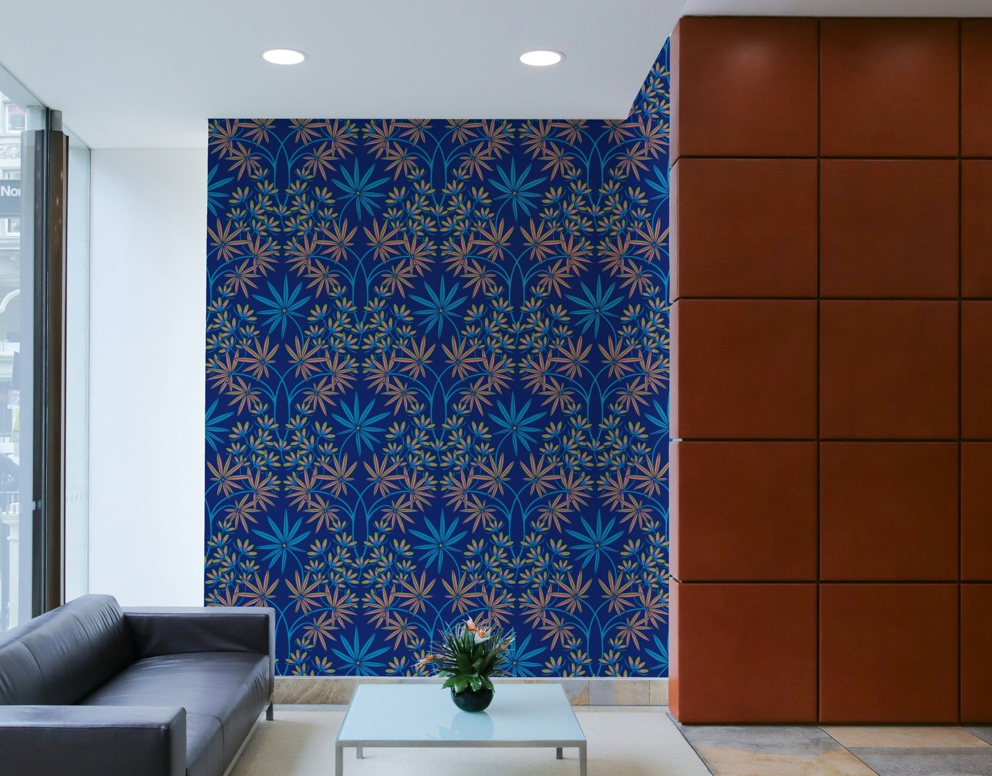 Classic floral motif wallpaper.

