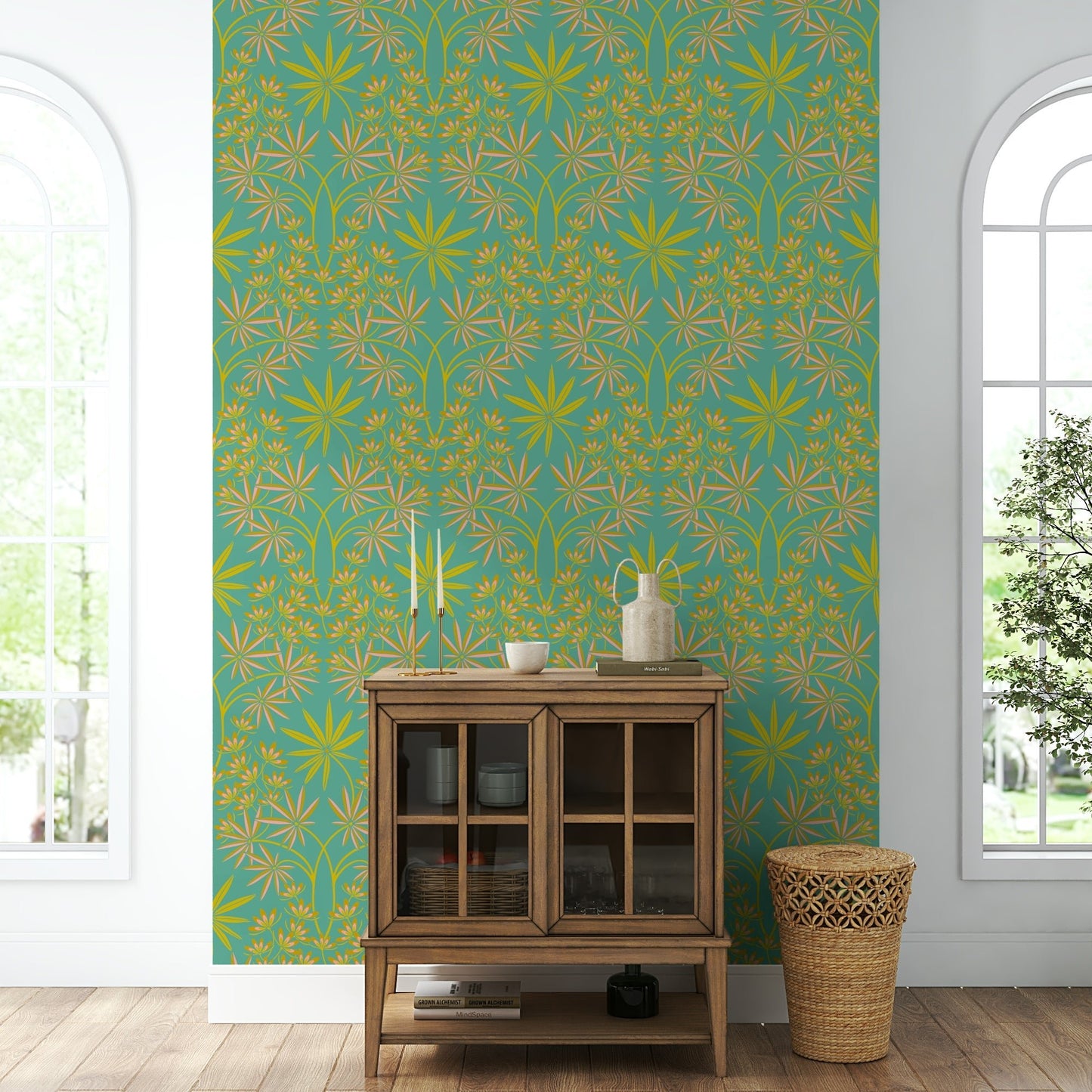 Classic floral motif wallpaper.

