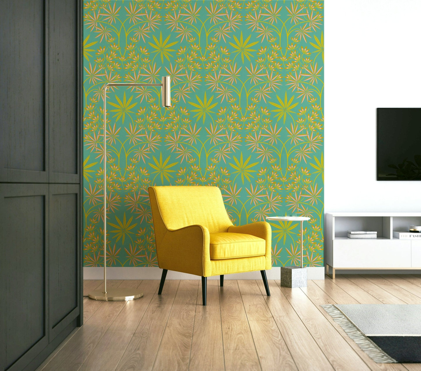 Elegant damask wall covering.

