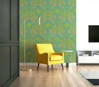 Elegant damask wall covering.

