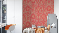 Classic floral motif wallpaper.

