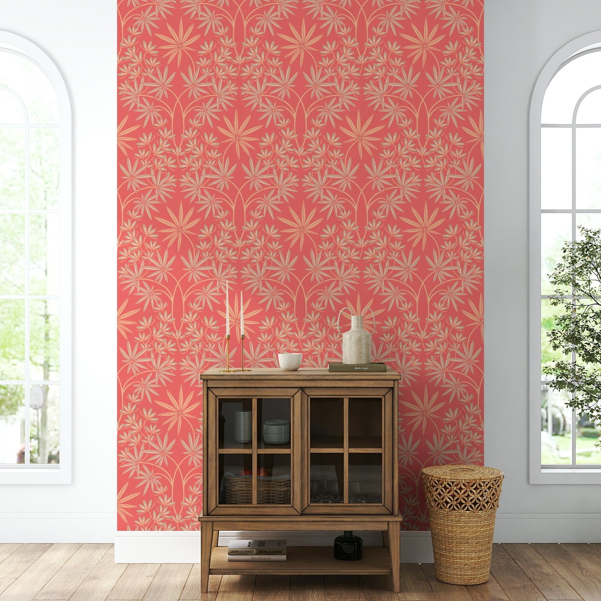 Floral damask wallpaper design.


