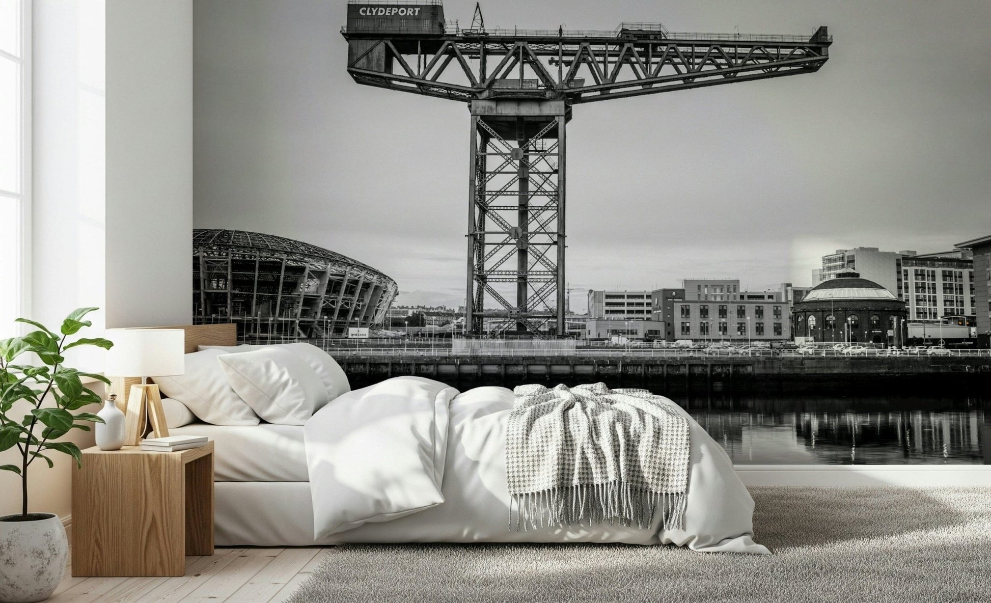 Glasgow's Giant Wall Mural in a minimalist home office with metal accents.