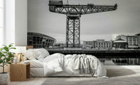 Glasgow's Giant Wall Mural in a minimalist home office with metal accents.