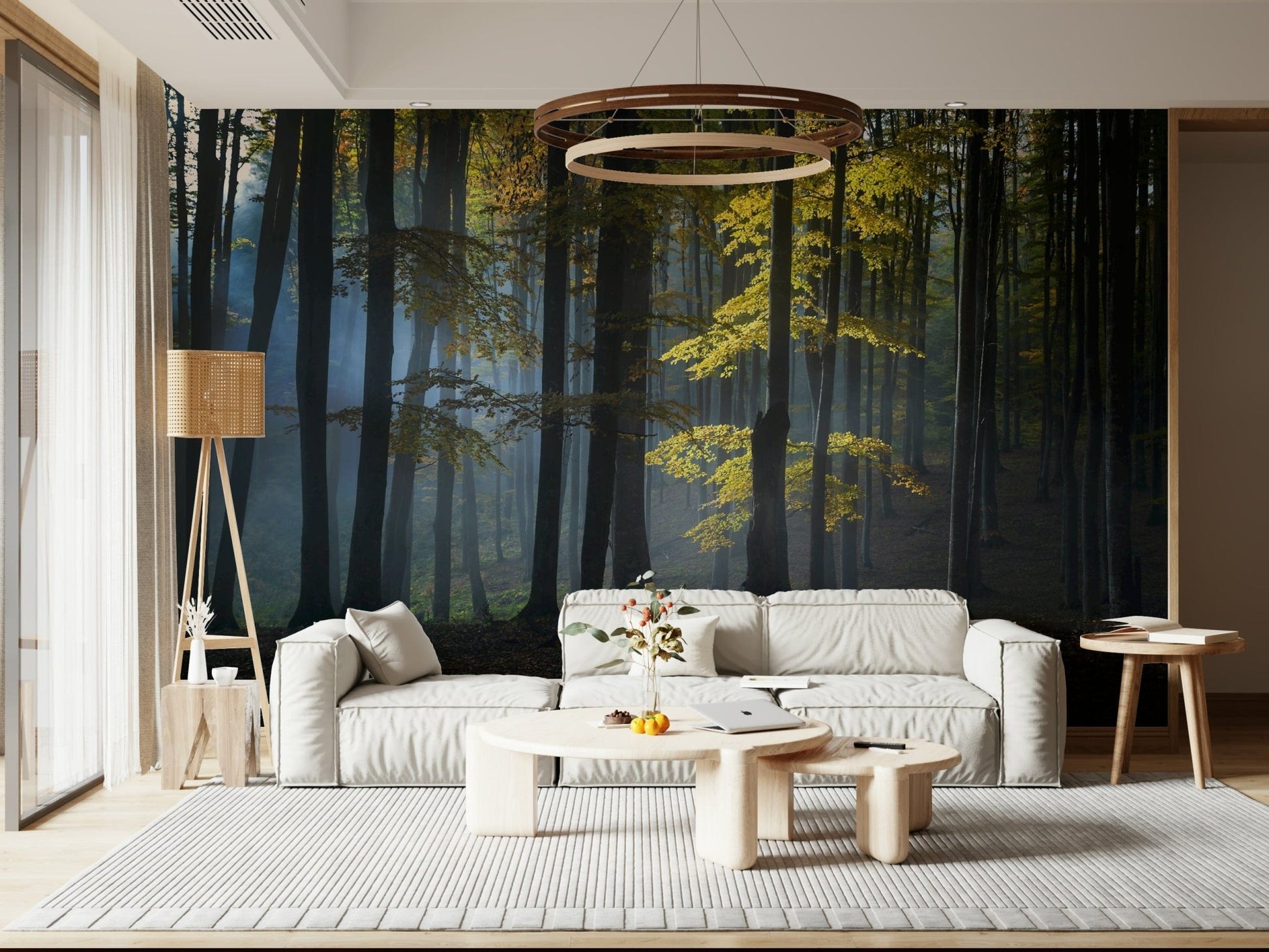 Glimmering Forest Woodland, nature design showing dusty air in a timber area.