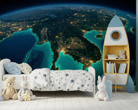 High-definition satellite imagery wallpaper for a wall mural.