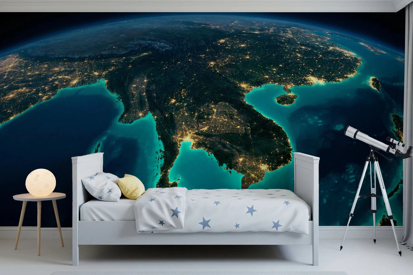 Contemporary geography wallpaper for a feature wall mural.