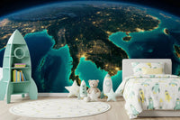 Global Illumination Wall Mural with radiant light networks.