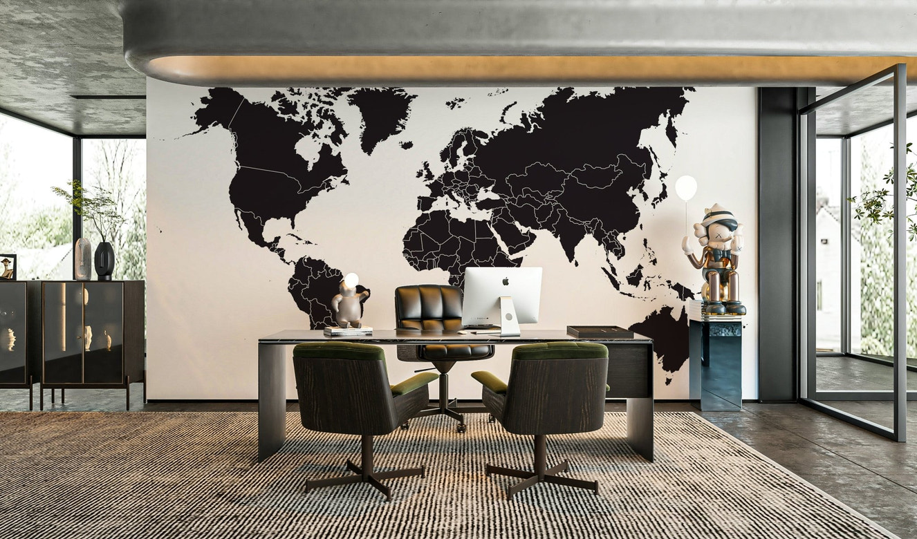 Global Perspective world map wall mural

