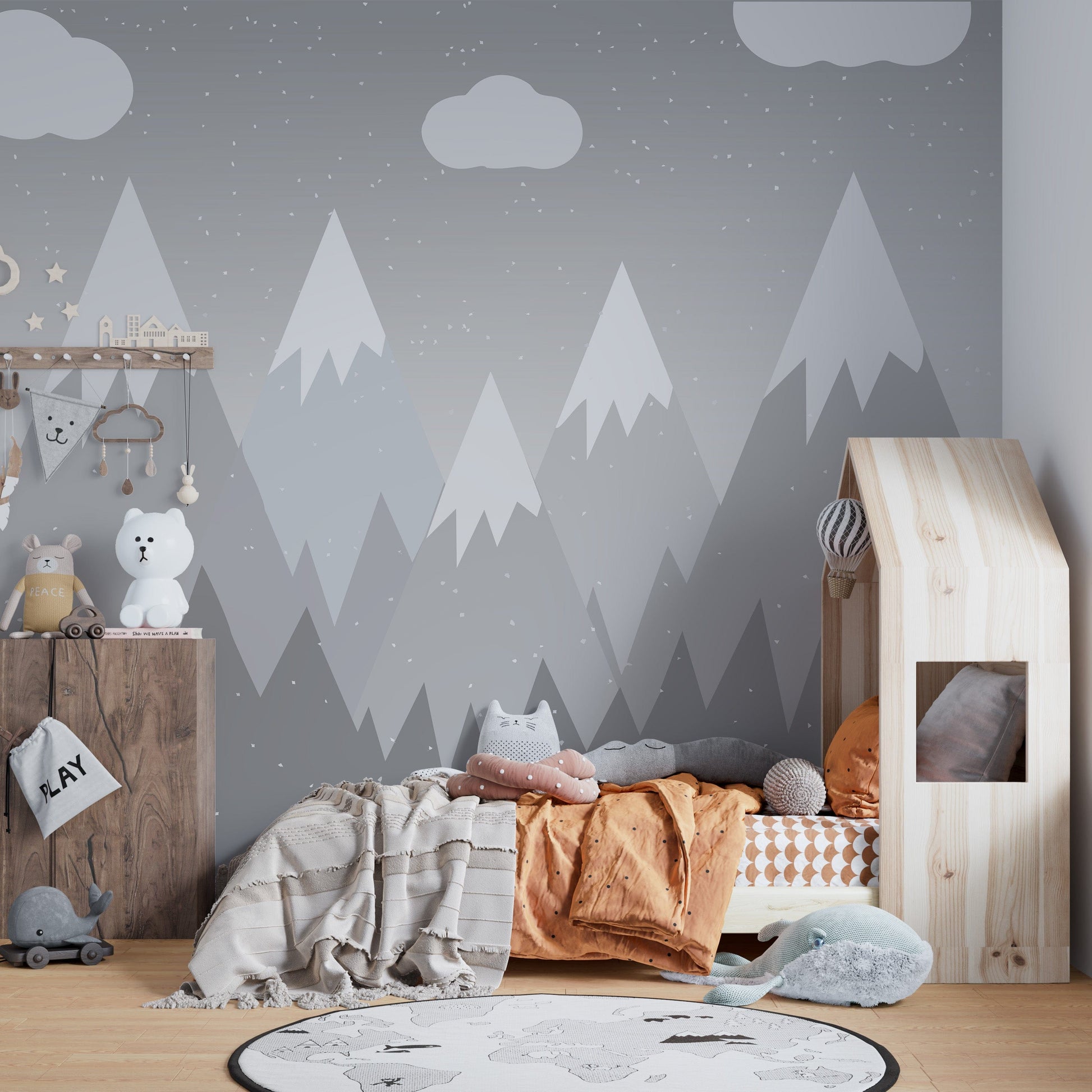 Grey mountain mural for walls
