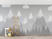 Grey mountain wall mural design

