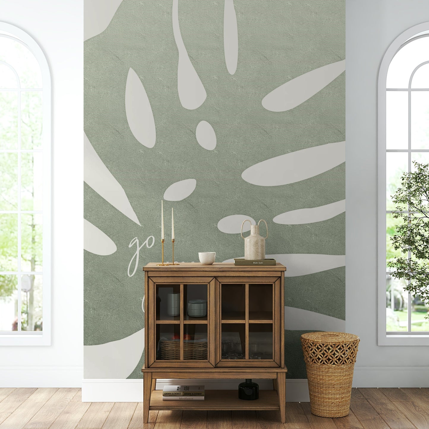 Stylish leaf wall mural for home

