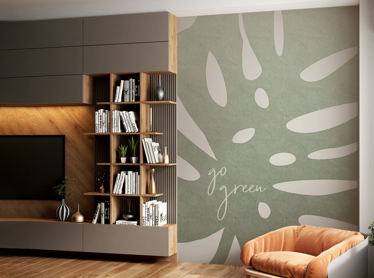 Botanical wallpaper design in green

