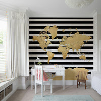 Gold and black world map wallpaper

