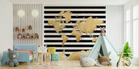 Gold black watercolor map wall art

