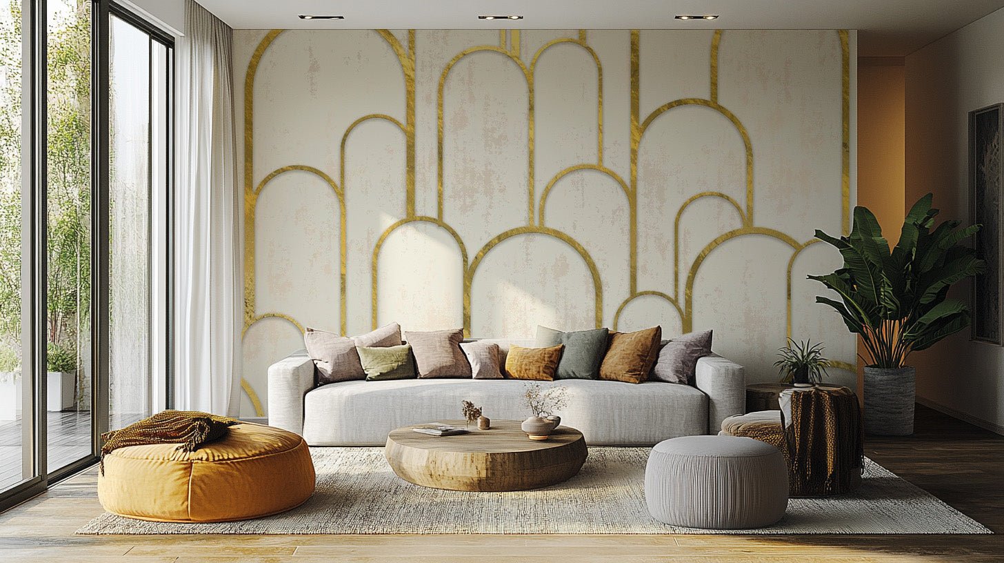 Gold and White Art Deco Wallpaper Abstract-19