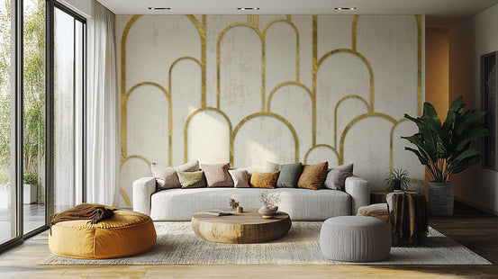 Gold and White Art Deco Wallpaper Abstract-19