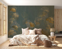 Metallic gold leaf wallpaper mural for interiors
