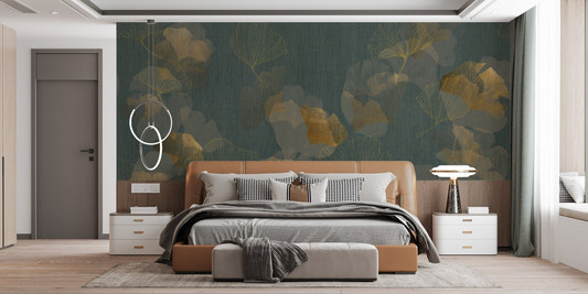 Elegant gold leaves wallpaper mural for walls
