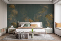 Gold leaves wallpaper mural for modern spaces
