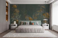 Luxurious gold leaf design mural for interiors
