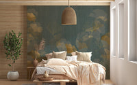 Subtle gold leaves mural for elegant wall decor
